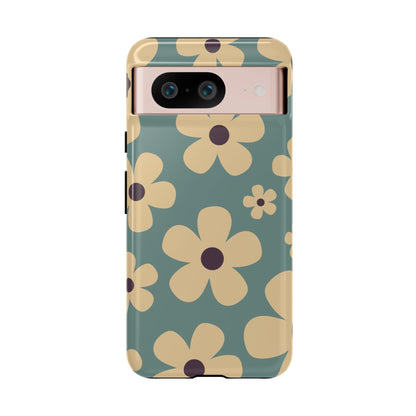 Cute Blue & Cream Daisy Pattern Phone Case - Blue Phone Case - Google Pixel 8 / Glossy