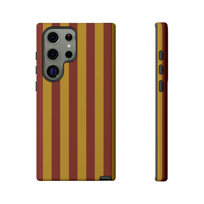 Trendy Mustard & Burgandy Stripe Pattern Phone Case - Brown Phone Case - Samsung Galaxy S23 Ultra / Glossy