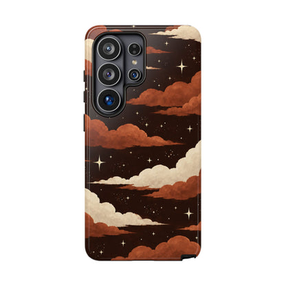 Illustrated Burnt Orange Clouds & Stars Phone Case