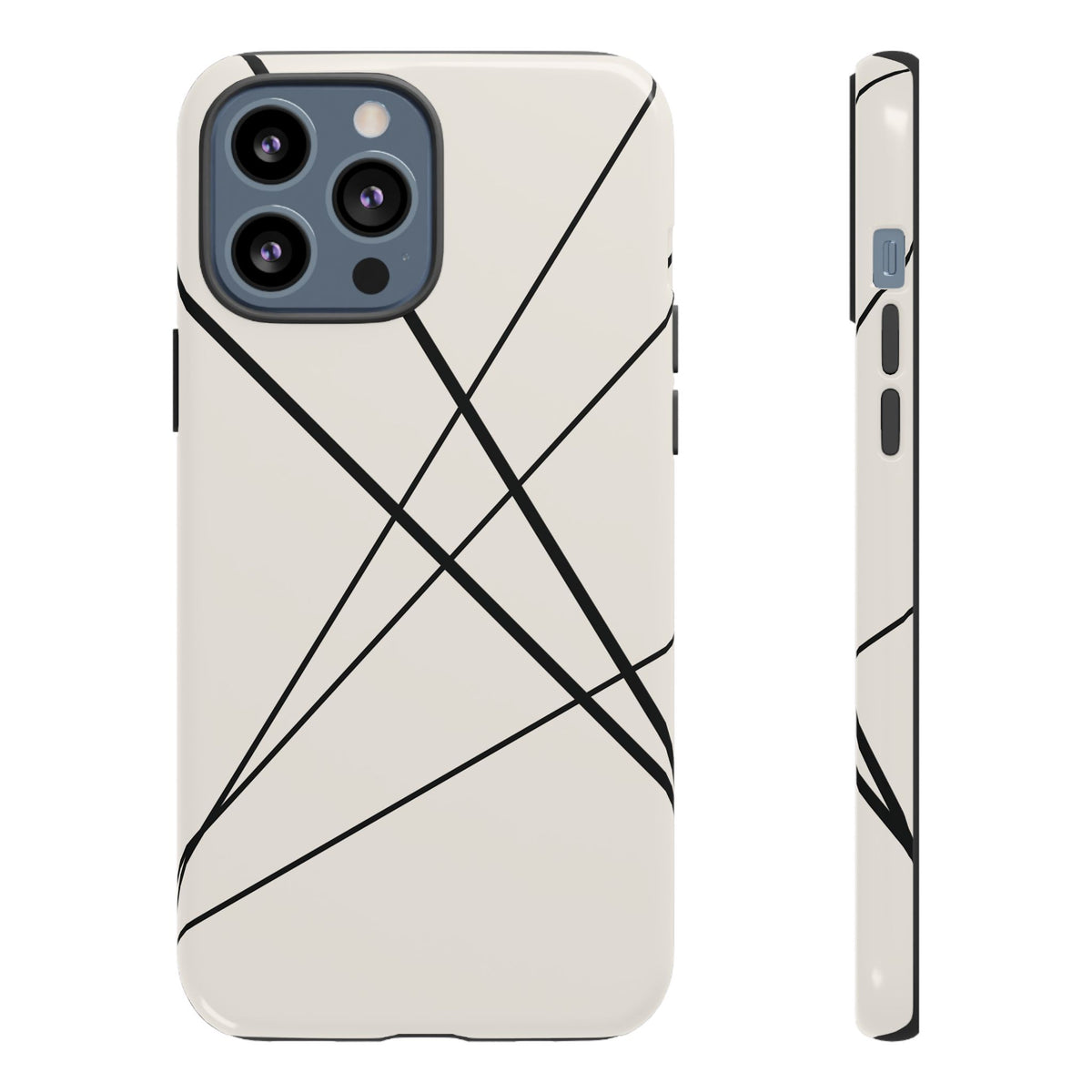 Abstract White with Black Lines Phone Case - White Phone Case - iPhone 13 Pro Max / Glossy