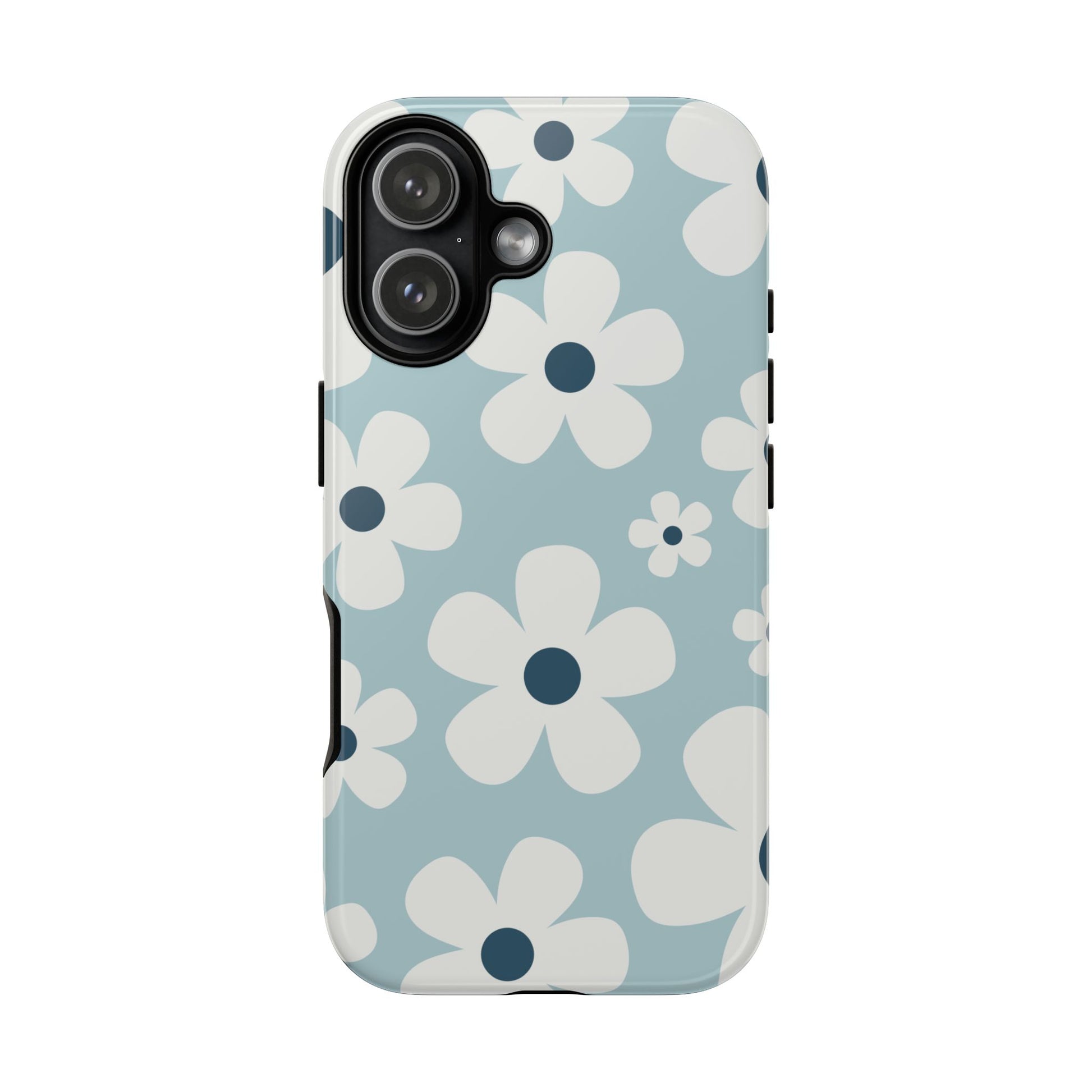 iPhone 17 / Glossy Phone Case - Cute Light Blue Daisy Pattern Phone Case
