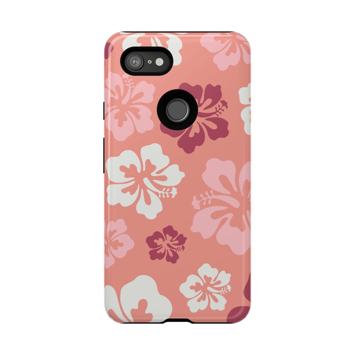 Google Pixel 3 XL / Glossy Phone Case - ’Pink Hibiscus Retro Pattern #3’ Phone Case