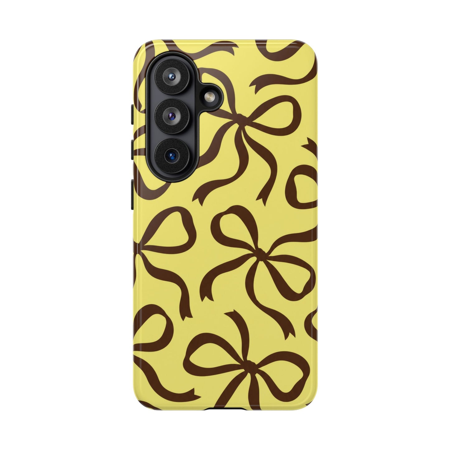 Bold Butter Yellow and Chocolate Brown Bow Pattern Phone Case