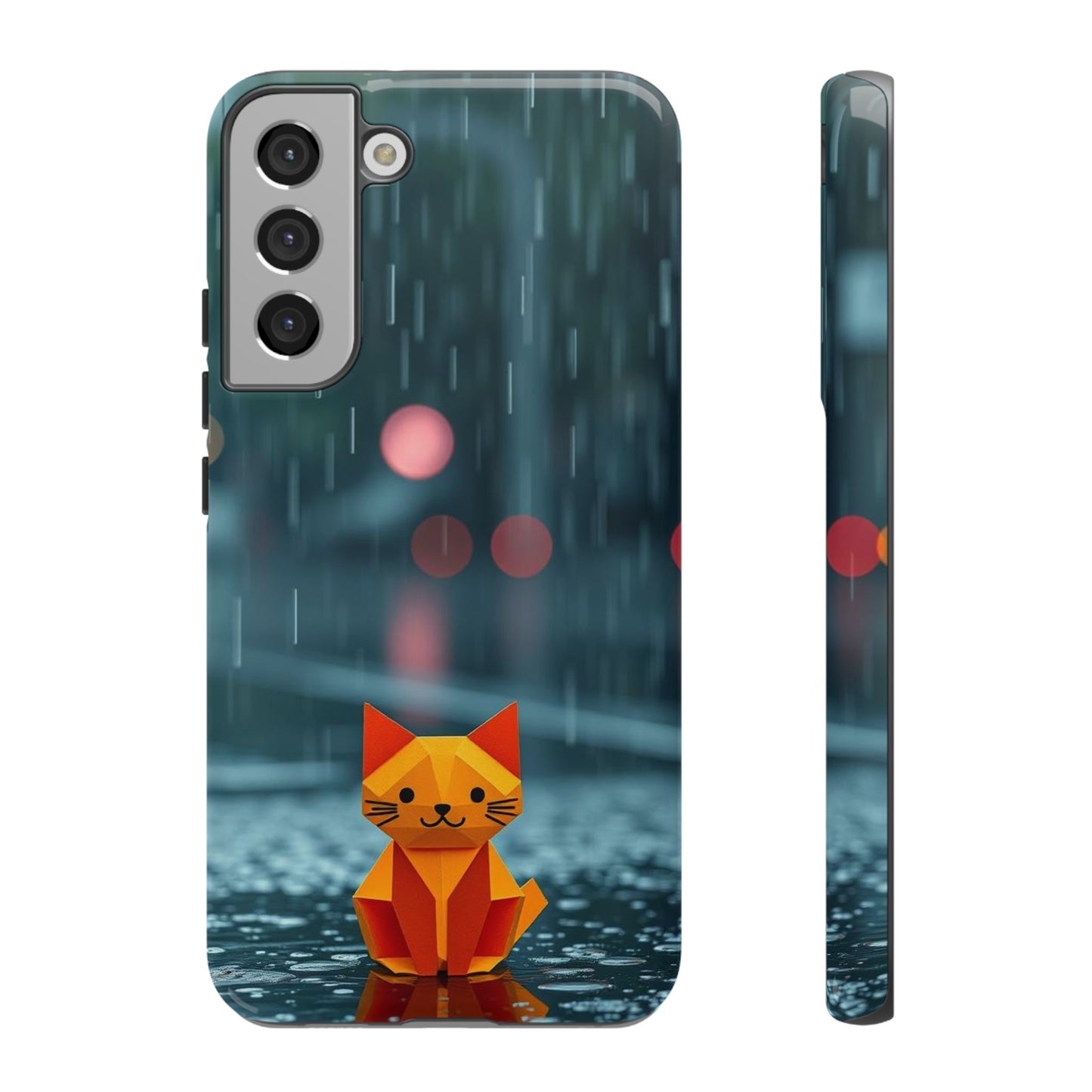 Samsung Galaxy S22 Plus / Glossy Phone Case - Origami ’Soggy Cat’ Design Phone Case