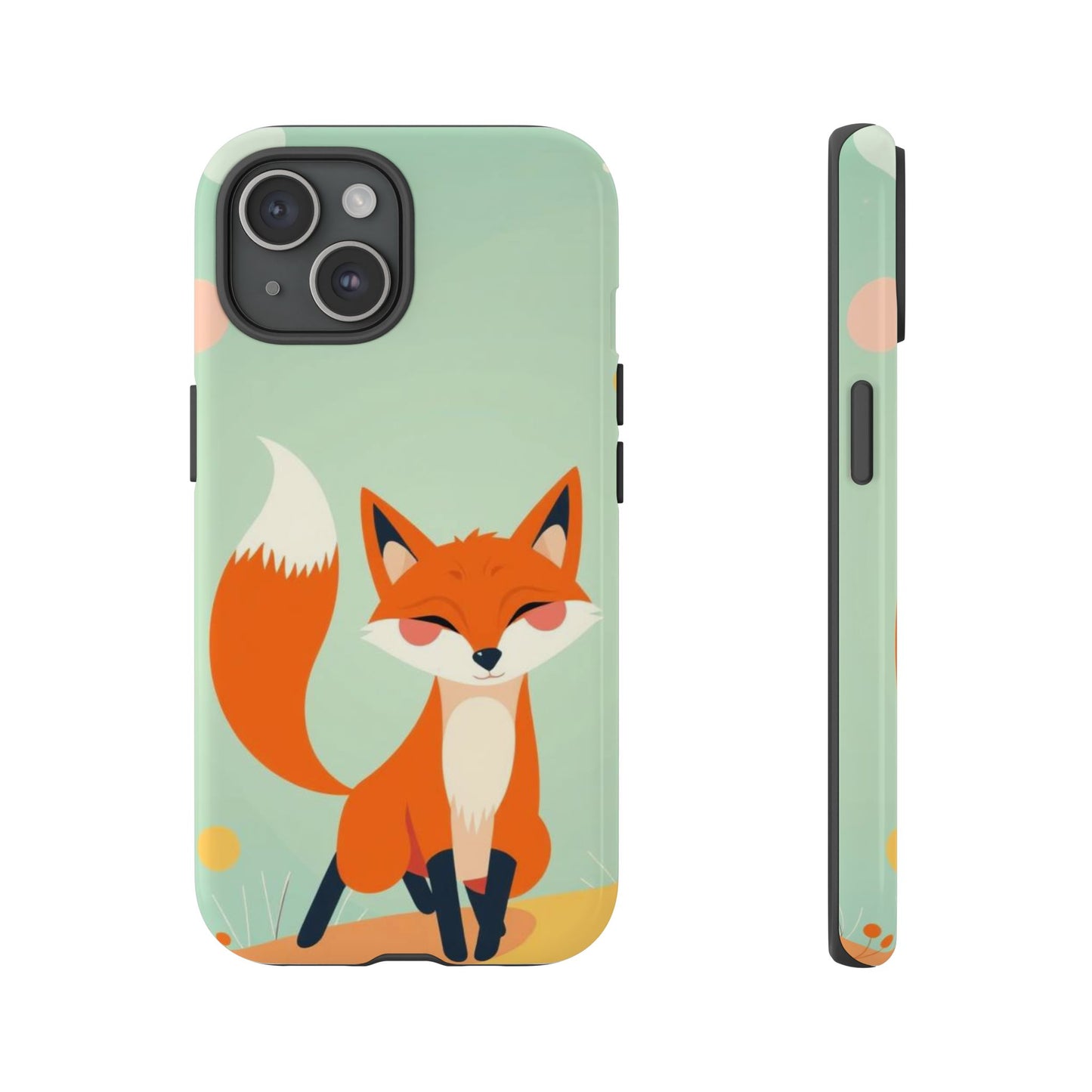 iPhone 15 / Glossy Phone Case - Happy Fox Design Phone Case