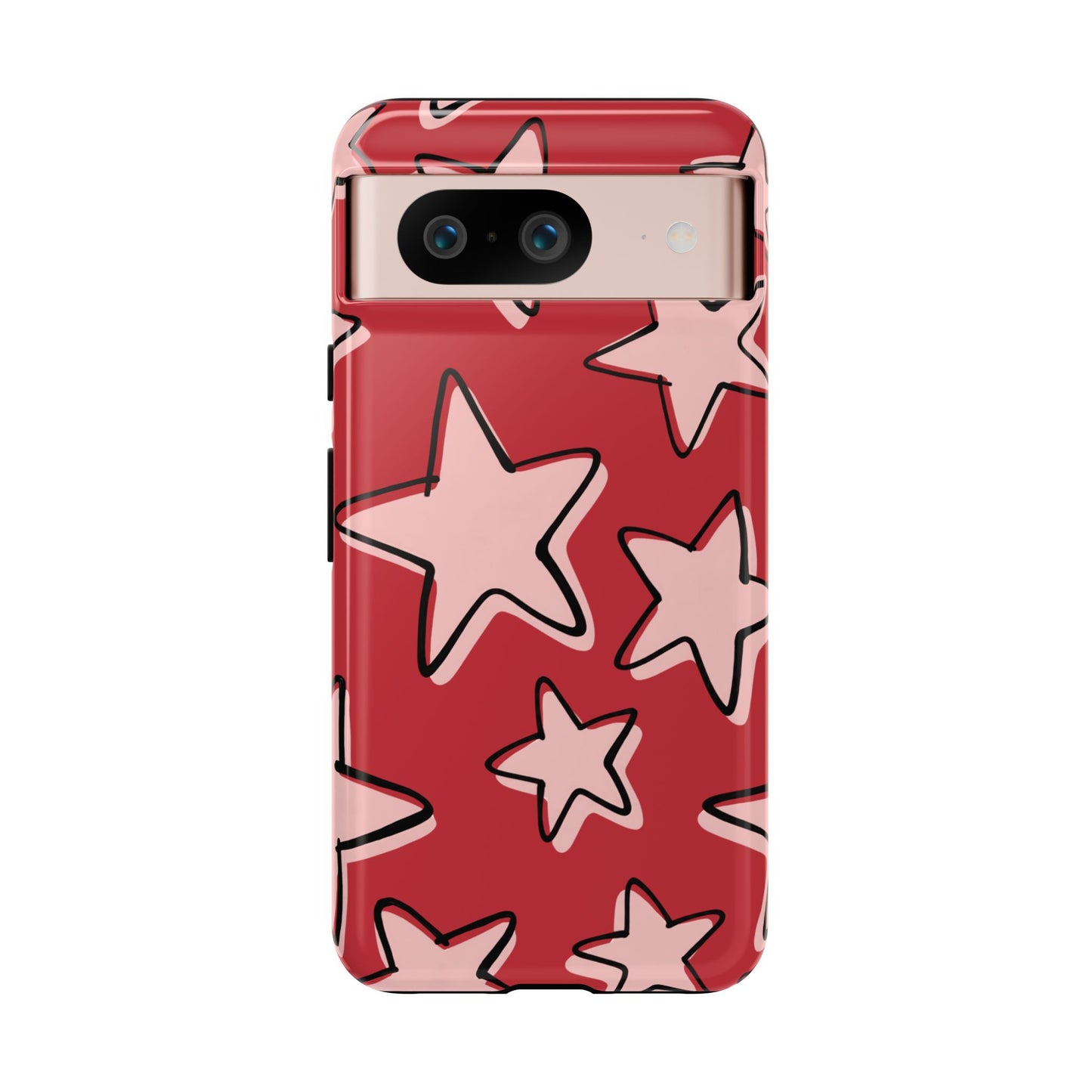 Cherry Red Doodle Star Phone Case