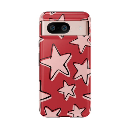 Cherry Red Doodle Star Phone Case