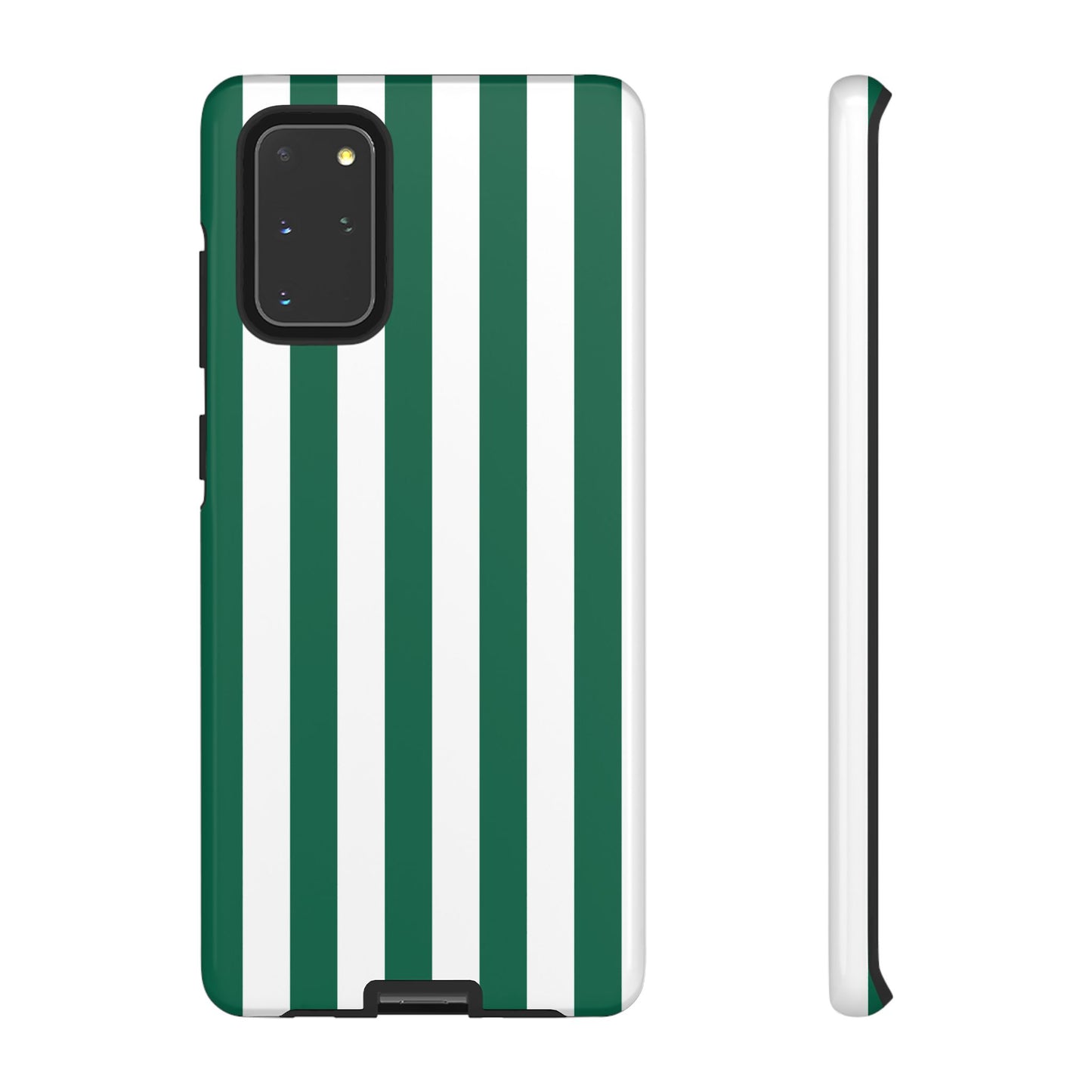 Samsung Galaxy S20+ / Glossy Phone Case - Simple Green & White Stripe Pattern Phone Case