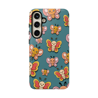 Blue Butterfly Sticker Design Phone Case - Blue Phone Case - Samsung Galaxy S24 Plus / Glossy