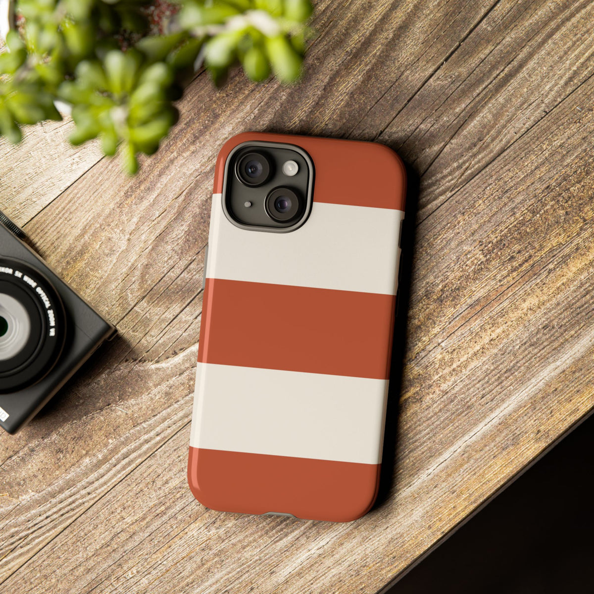 Terracotta Horizontal Stripe Pattern Phone Case - Orange Phone Case