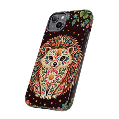 Vibrant Terracotta and Teal Calavera Hedgehog Phone Case - Multicolor Phone Case