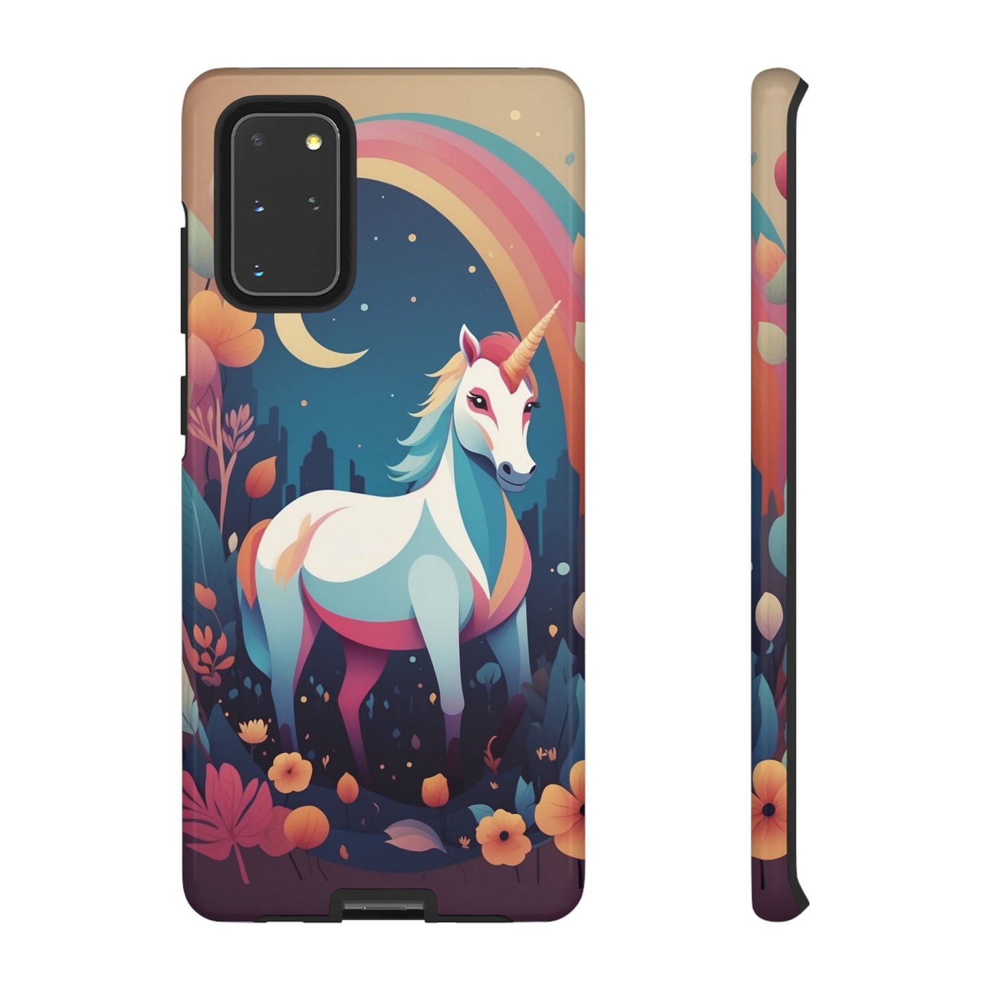 Samsung Galaxy S20+ / Glossy Phone Case - Stylised Unicorn & Rainbow Design Phone Case