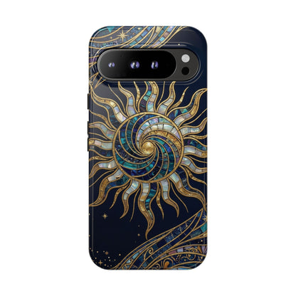 Elegant Navy & Gold Solar Spiral Phone Case