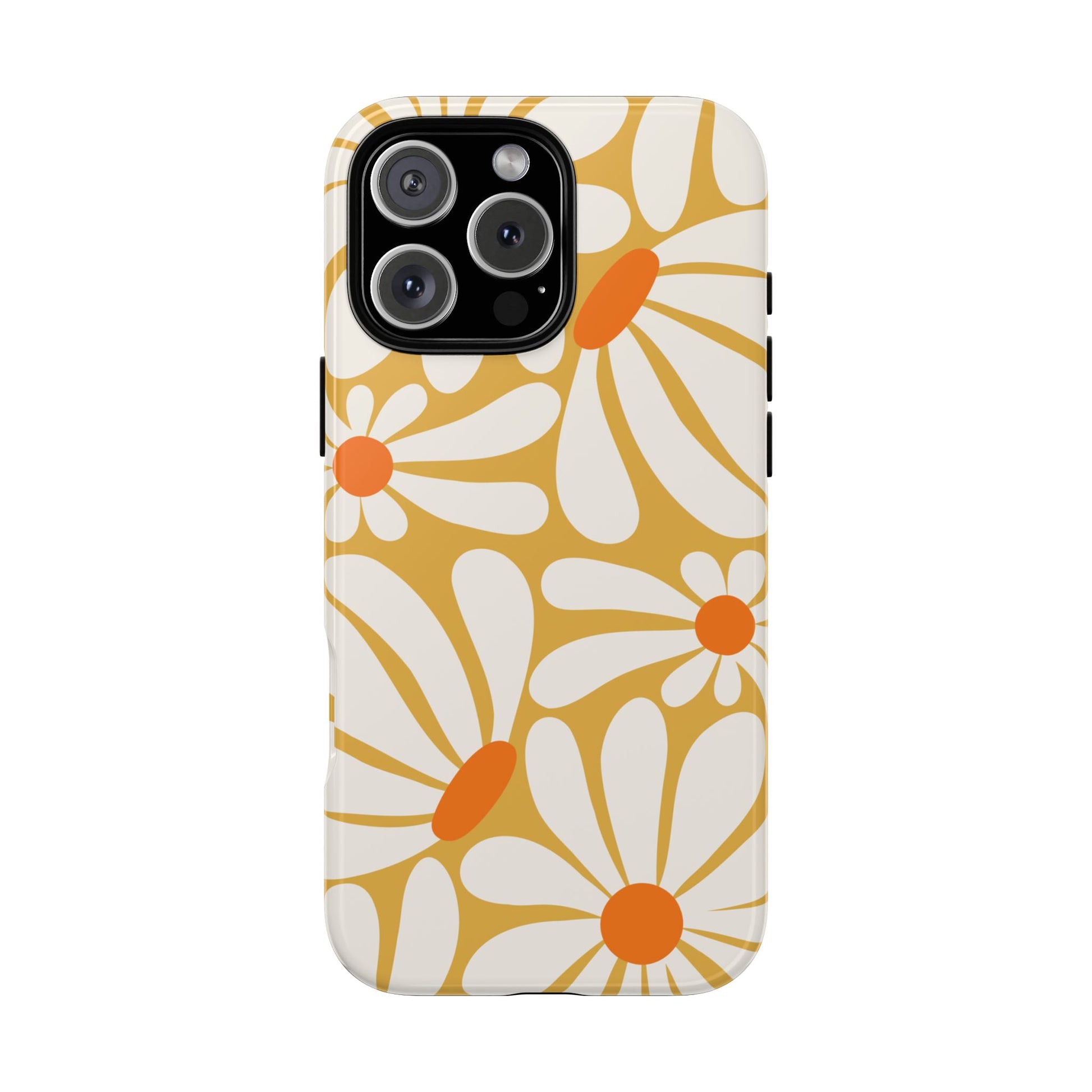 Retro Yellow Daisy Pattern Phone Case - Yellow Phone Case - iPhone 16 Pro Max / Glossy