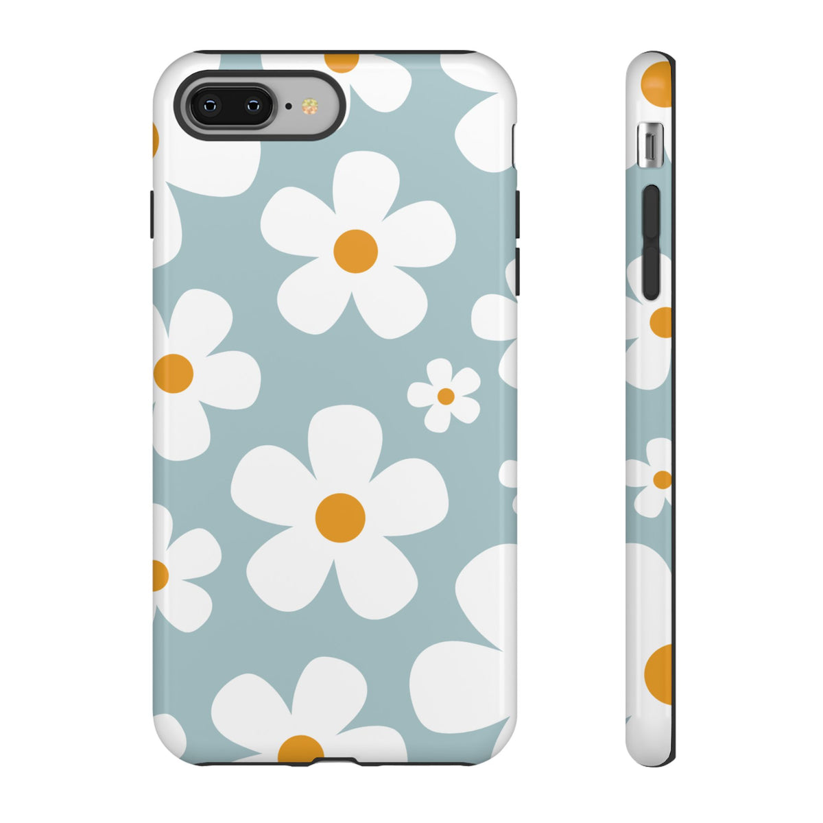 Cute Blue Daisy Pattern Phone Case - Blue Phone Case - iPhone 8 Plus / Glossy