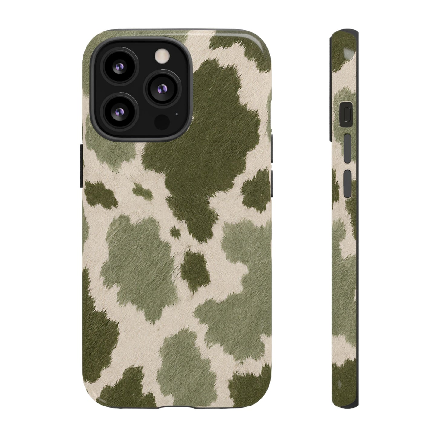 Stylish Olive Green Cow Print Phone Case