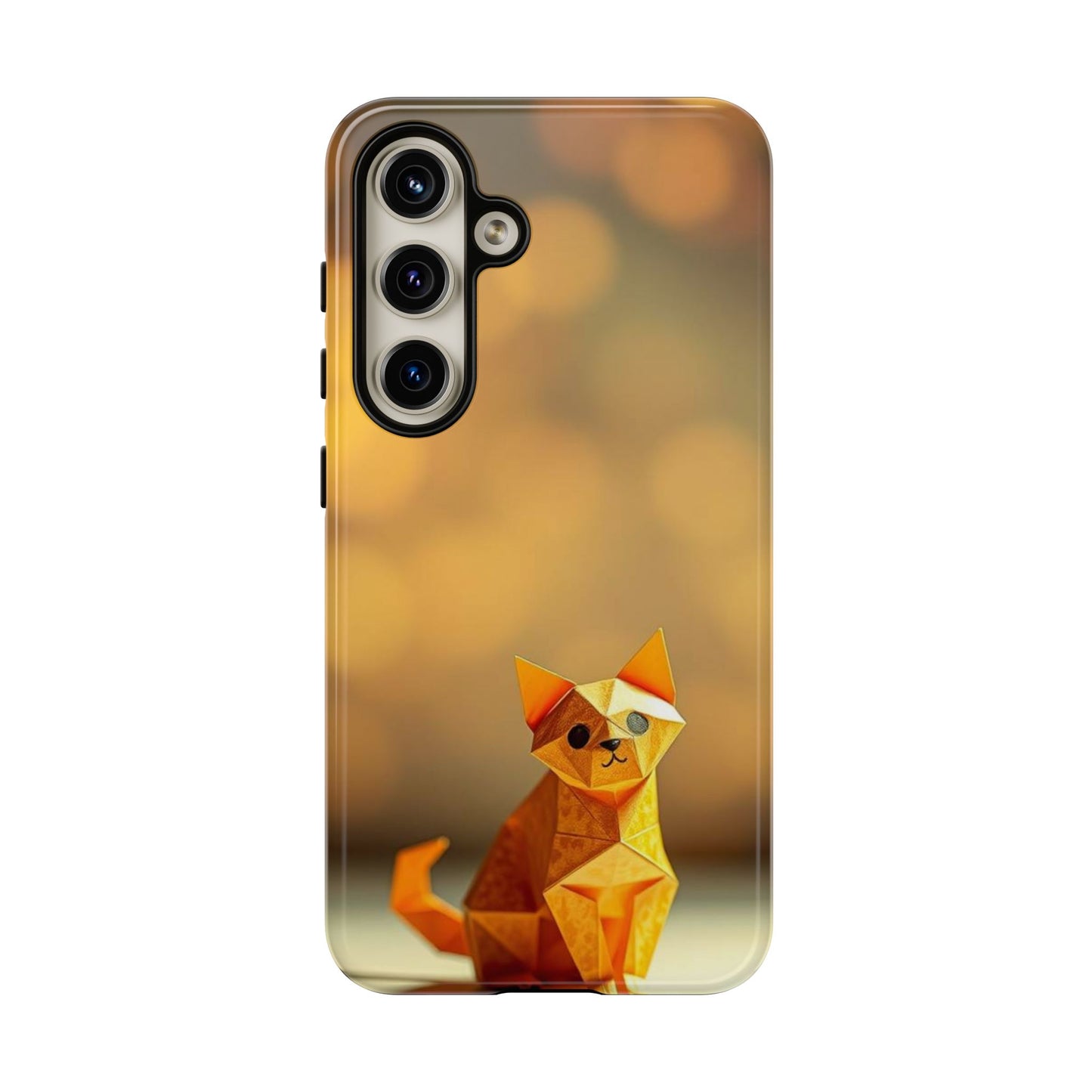 Samsung Galaxy S24 / Glossy Phone Case - Origami Cat Design Phone Case