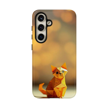 Samsung Galaxy S24 / Glossy Phone Case - Origami Cat Design Phone Case