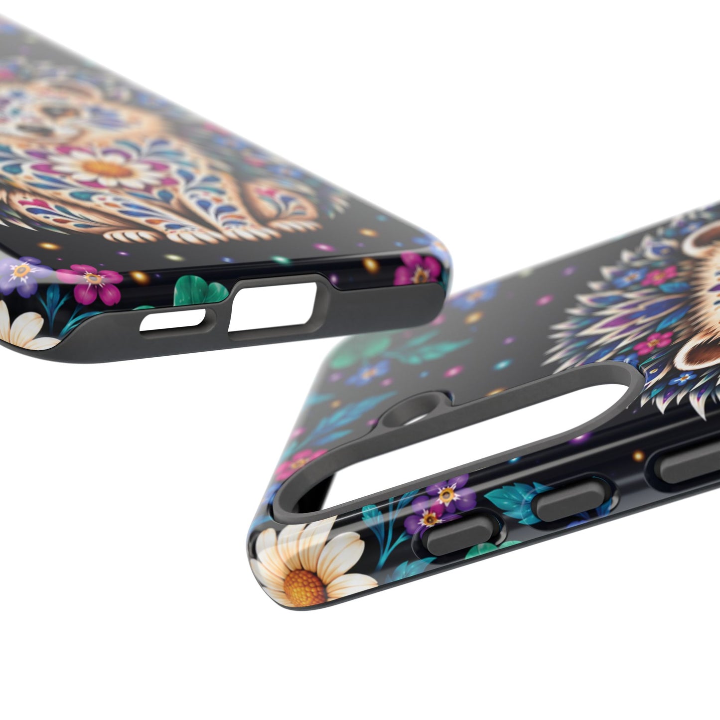 Vibrant Purple and Teal Calavera Hedgehog Phone Case - Multicolor Phone Case