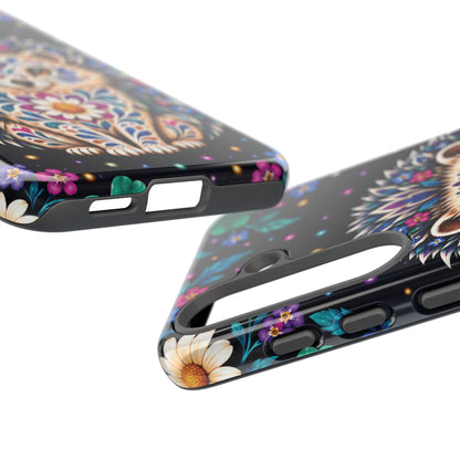Vibrant Purple and Teal Calavera Hedgehog Phone Case - Multicolor Phone Case