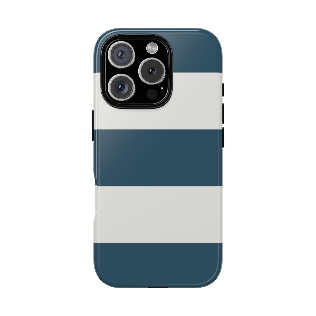 Blue & White Horizontal Stripe Pattern Phone Case - Blue Phone Case - iPhone 16 Pro / Glossy