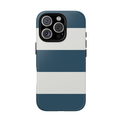 Blue & White Horizontal Stripe Pattern Phone Case - Blue Phone Case - iPhone 16 Pro / Glossy