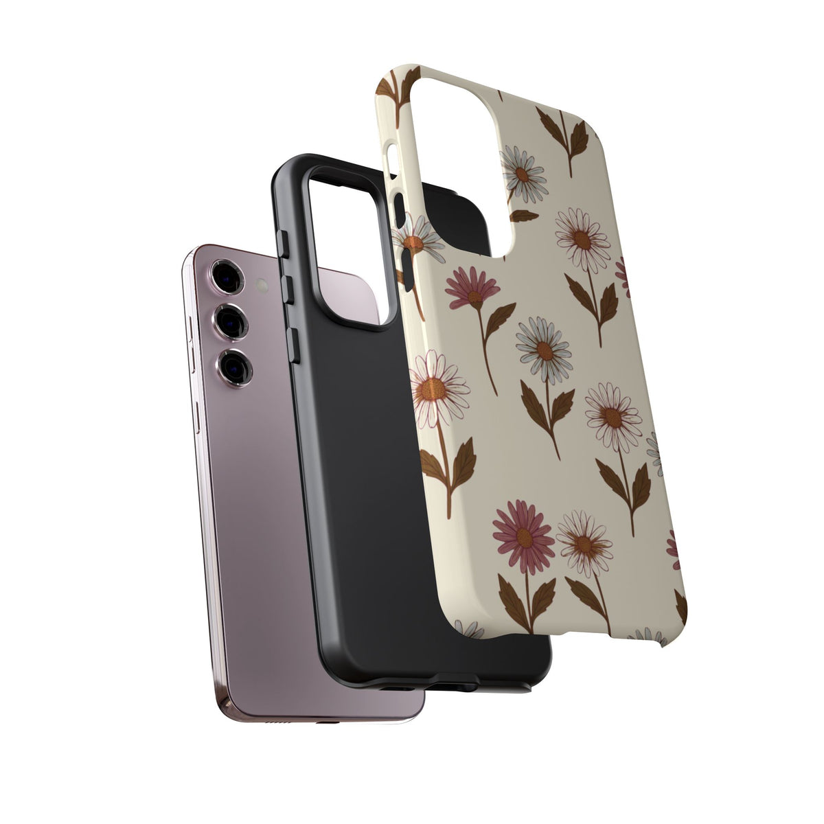 Pretty Cream & Rose Daisy Pattern Phone Case