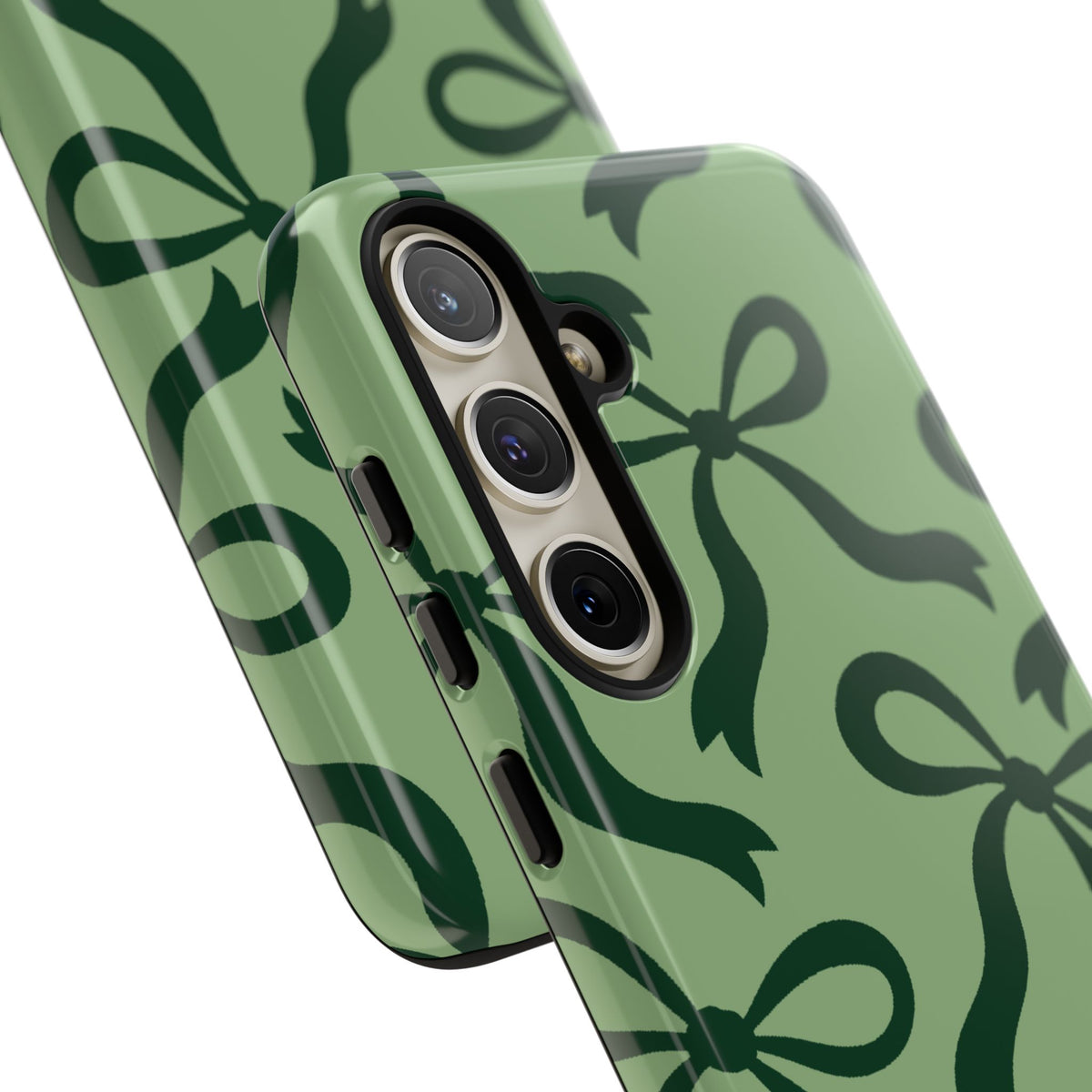Bold Sage Green and Forest Green Bow Pattern Phone Case - Green Phone Case