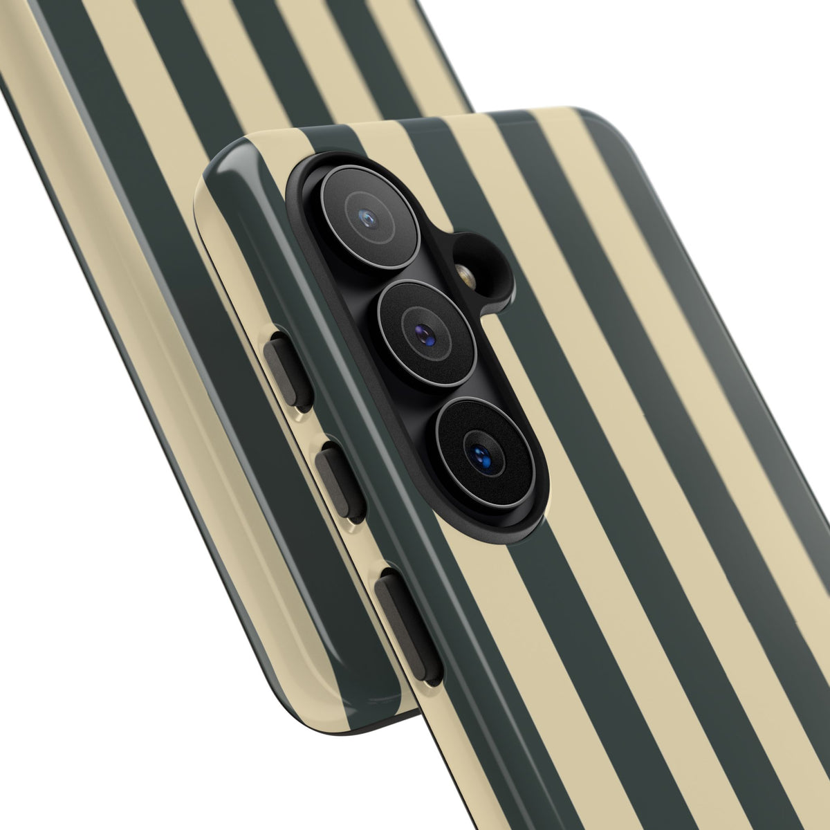 Green & Beige Stripe Pattern Phone Case - Green Phone Case
