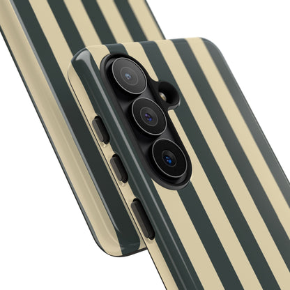 Green & Beige Stripe Pattern Phone Case - Green Phone Case