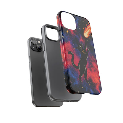 Whimsical Multicolour Celestial Black Cat Phone Case