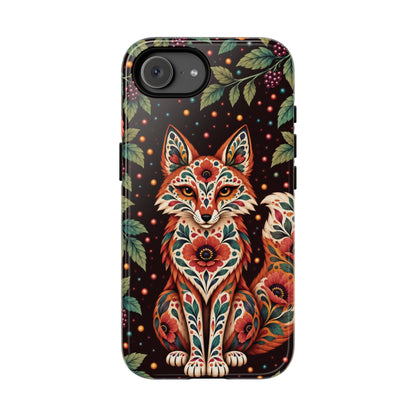 Vibrant Terracotta and Teal Calavera Fox Phone Case - Multicolor Phone Case - iPhone 17e / Glossy