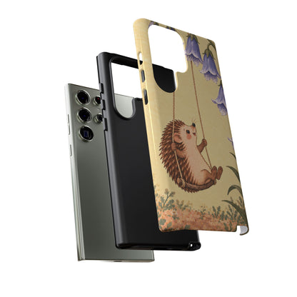 Whimsical Buttercream Hedgehog and Bluebell Phone Case - Yellow Phone Case