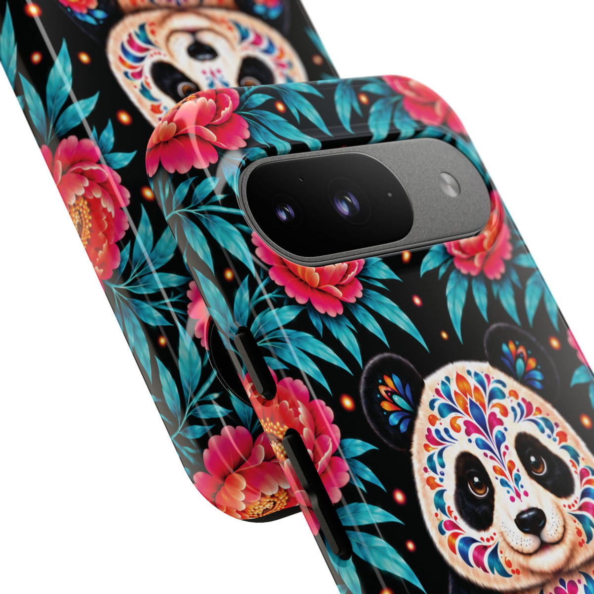 Cute Pink and Turquoise Calavera Panda Phone Case - Multicolor Phone Case
