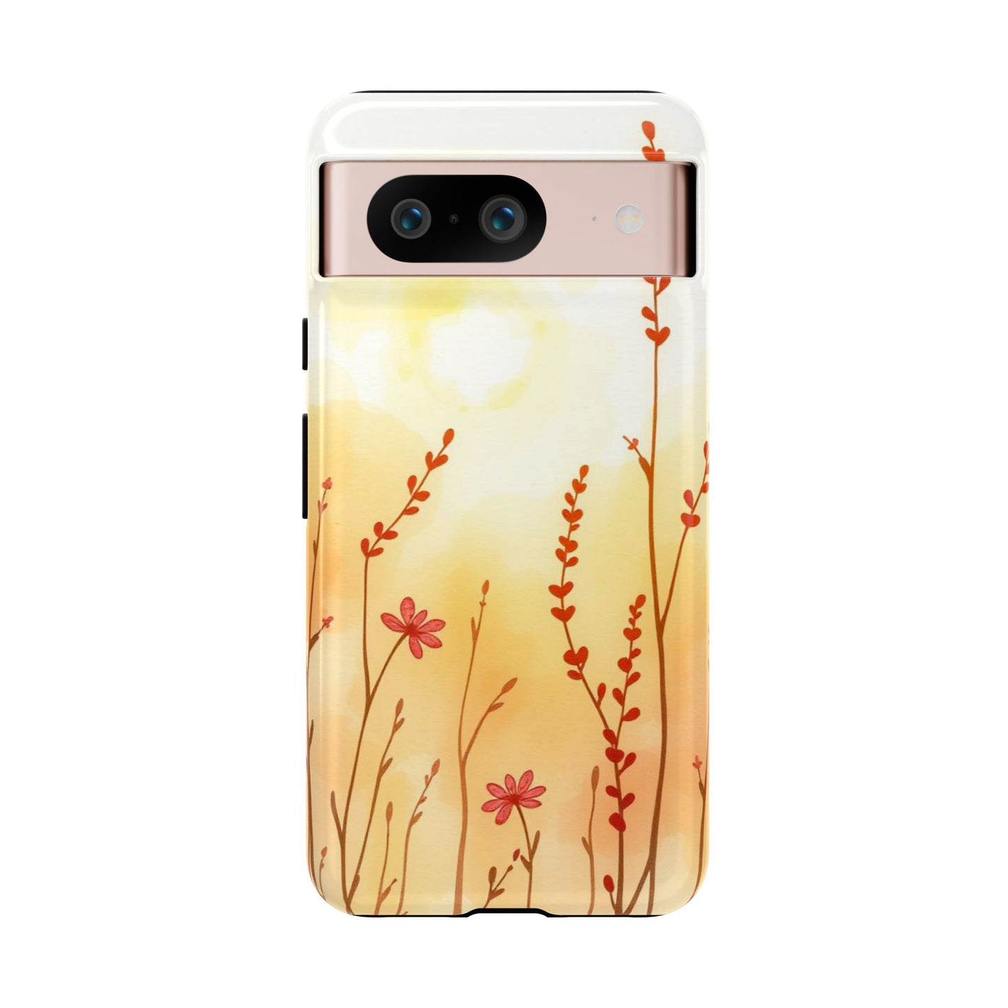 Google Pixel 8 / Glossy Phone Case - Boho Chic Watercolour Wildflower Dusk Pattern Phone Case