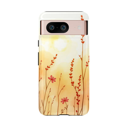 Google Pixel 8 / Glossy Phone Case - Boho Chic Watercolour Wildflower Dusk Pattern Phone Case