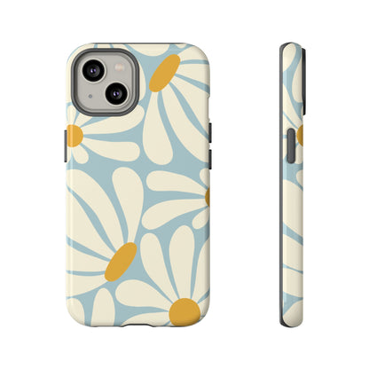 Retro Light Blue Daisy Pattern Phone Case - Blue Phone Case - iPhone 14 / Glossy
