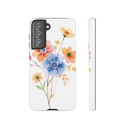 Samsung Galaxy S21 FE / Glossy Phone Case - Boho Chic Watercolour Bouquet Pattern Phone Case