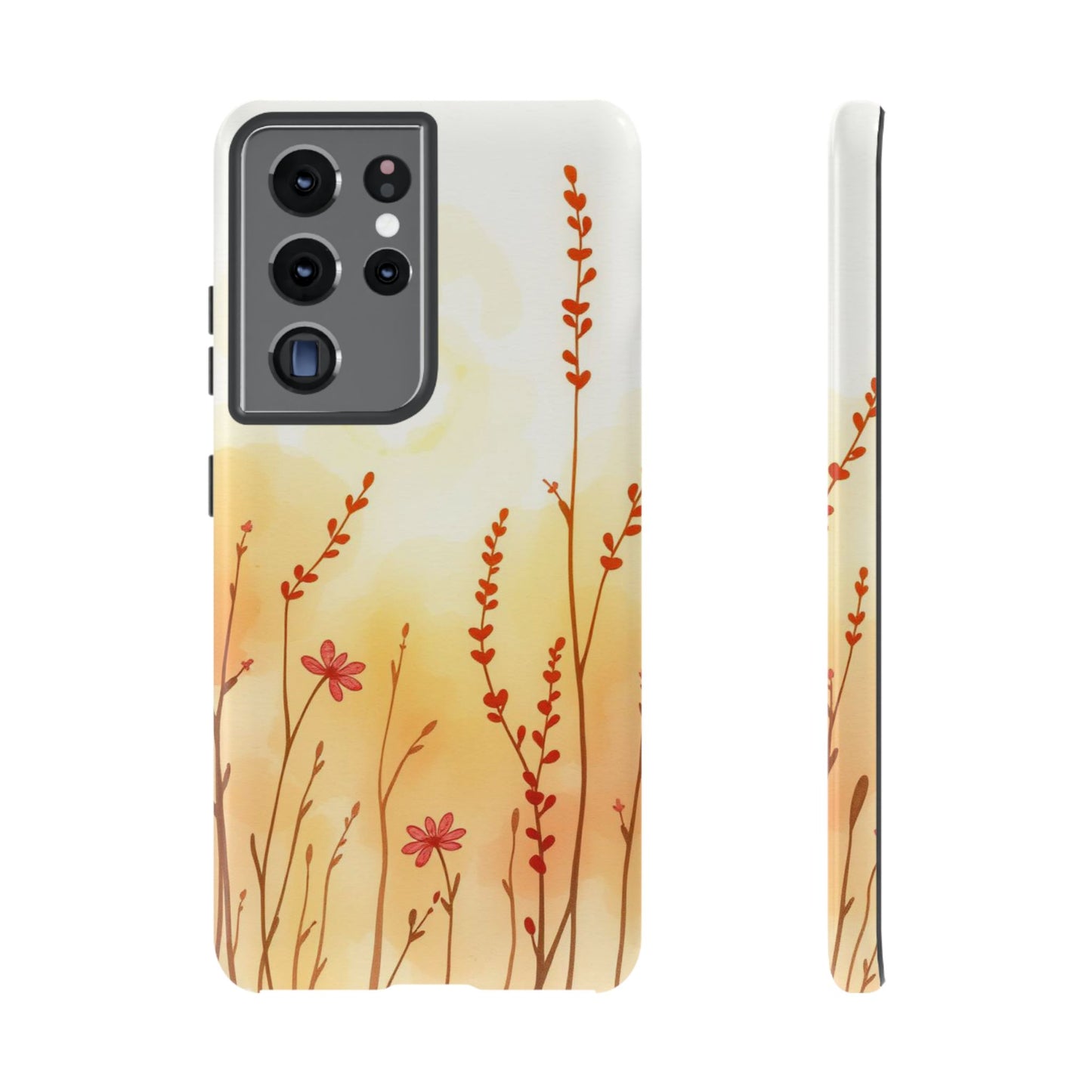 Samsung Galaxy S21 Ultra / Glossy Phone Case - Boho Chic Watercolour Wildflower Dusk Pattern Phone Case
