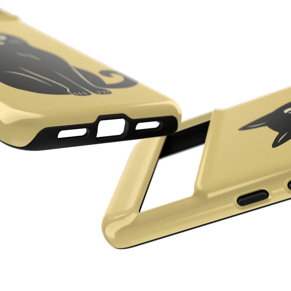 Minimalist Butter Yellow & Black Cat Phone Case