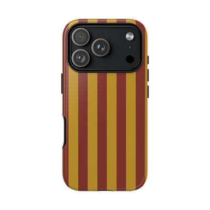 Trendy Mustard & Burgandy Stripe Pattern Phone Case - Brown Phone Case - iPhone 17 Pro / Glossy