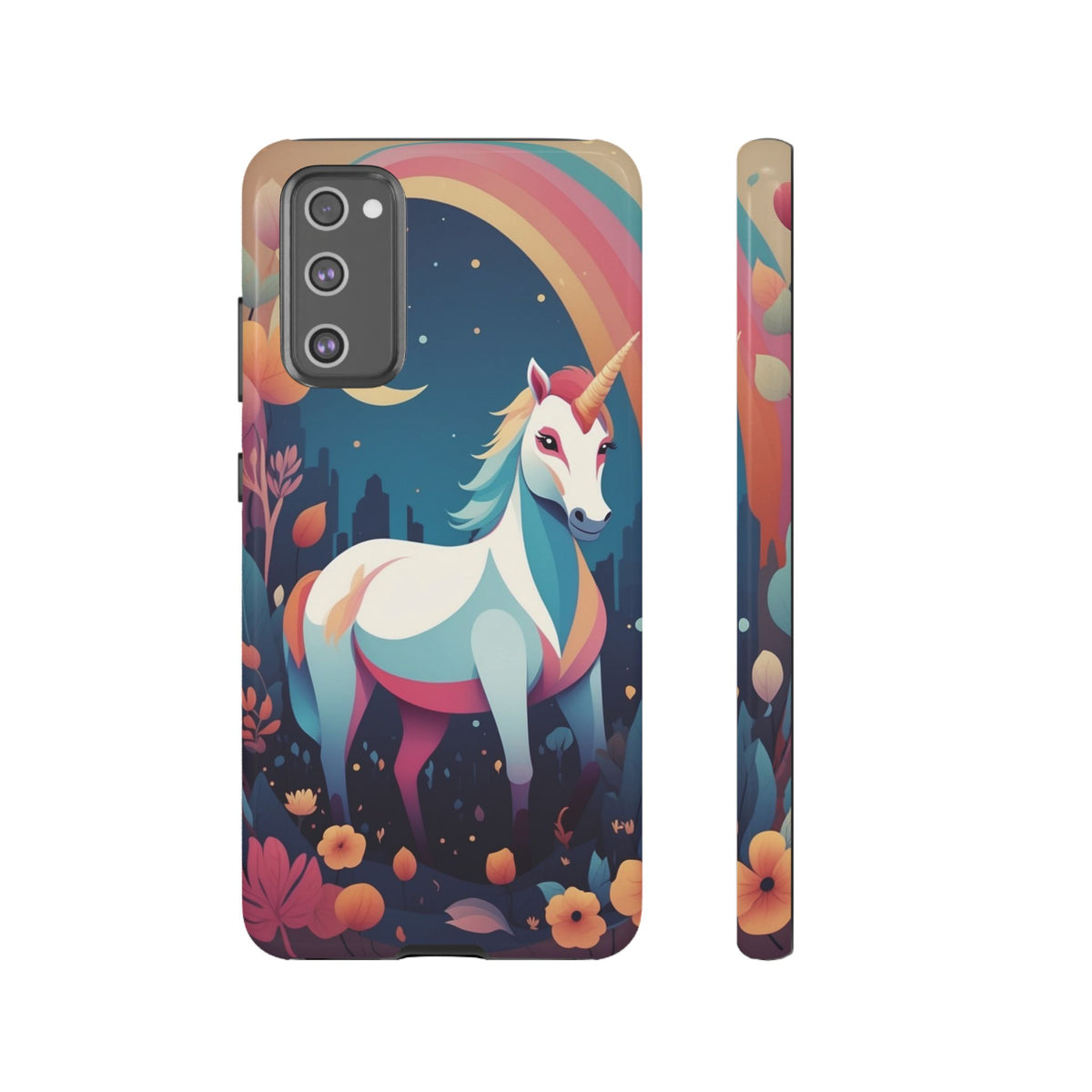 Stylised Unicorn & Rainbow Design Phone Case - Multicolor Phone Case - Samsung Galaxy S20 FE / Glossy