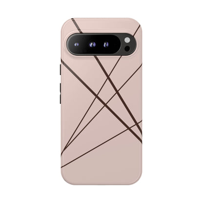 Abstract Pink with Brown Lines Phone Case - Pink Phone Case - Google Pixel 9 Pro XL / Glossy