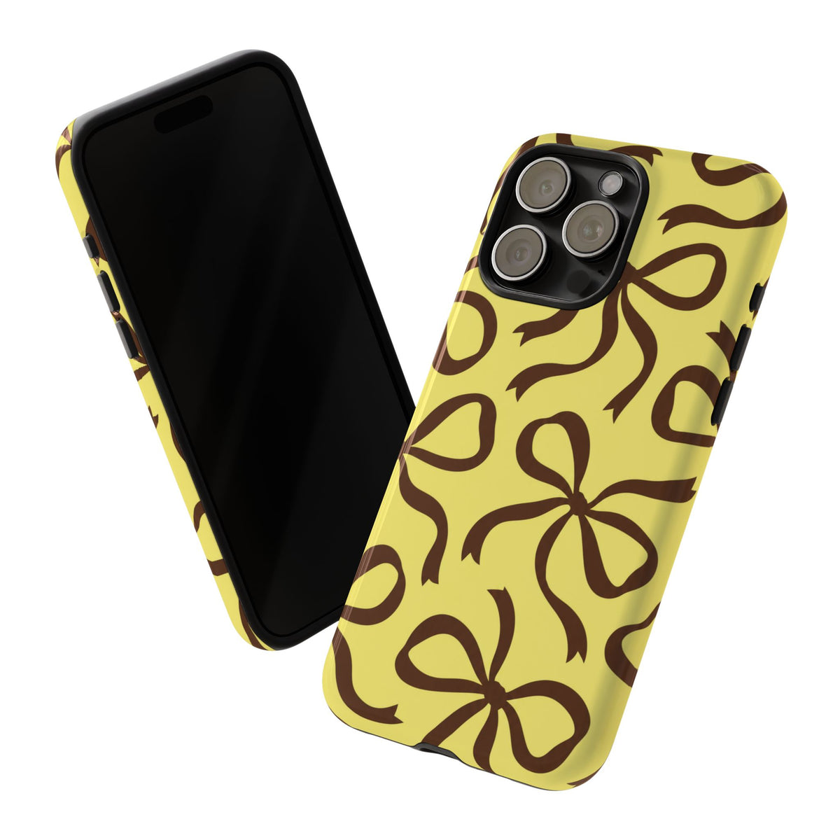 Bold Butter Yellow and Chocolate Brown Bow Pattern Phone Case