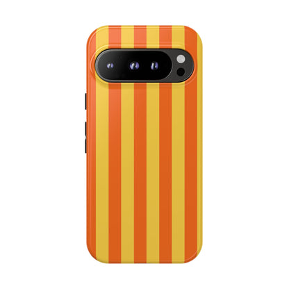 Google Pixel 9 Pro / Glossy Phone Case - Trendy Orange & Yellow Stripe Pattern Phone Case