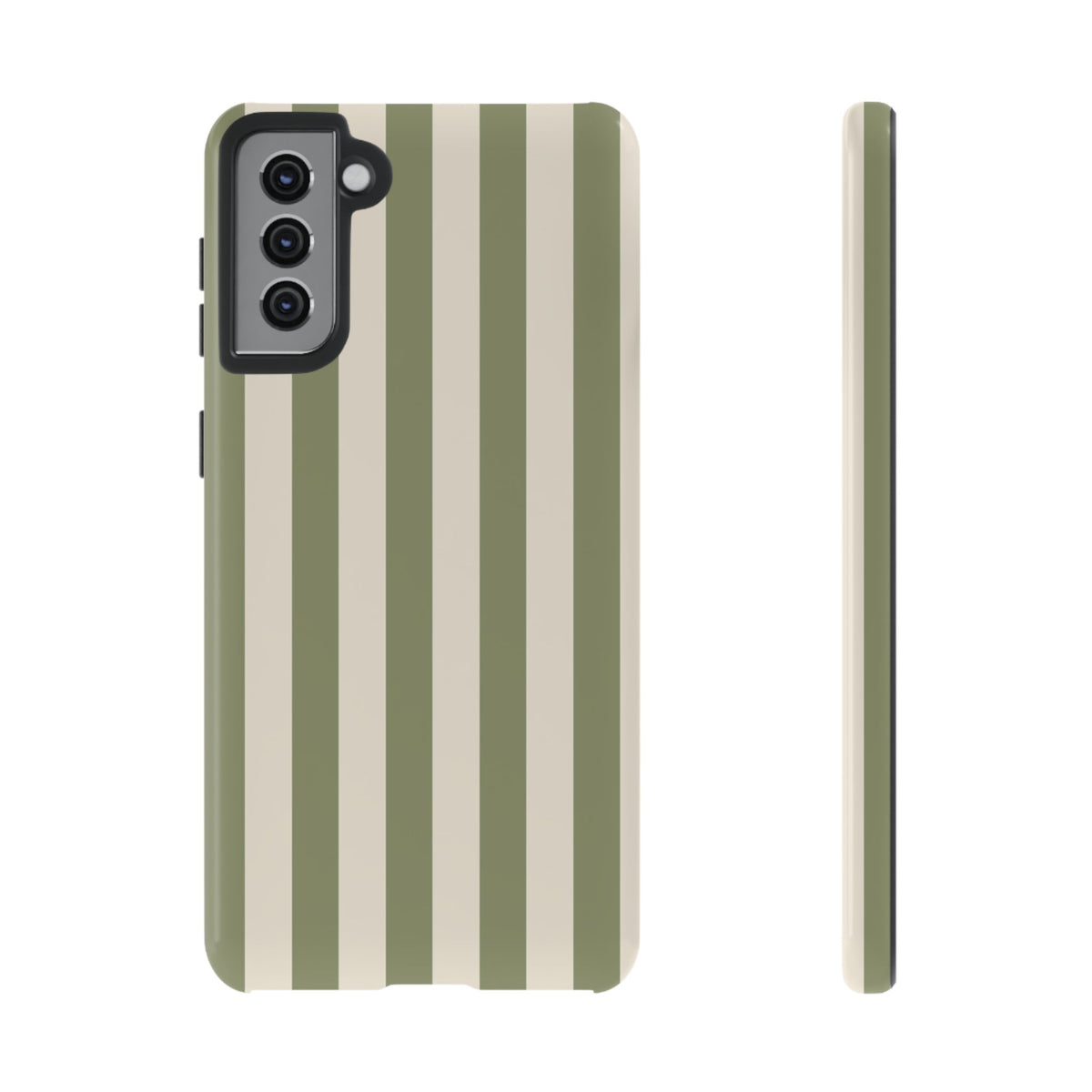 Olive & Beige Stripe Pattern Phone Case - Green Phone Case - Samsung Galaxy S21 Plus / Glossy