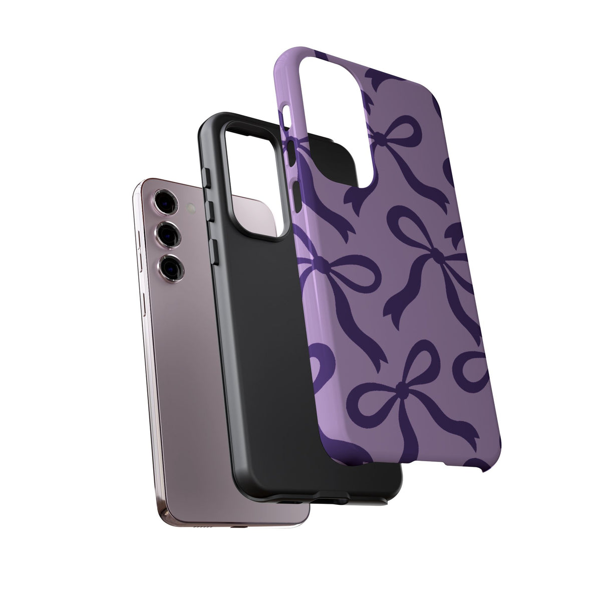 Bold Lilac and Deep Purple Bow Pattern Phone Case - Purple Phone Case