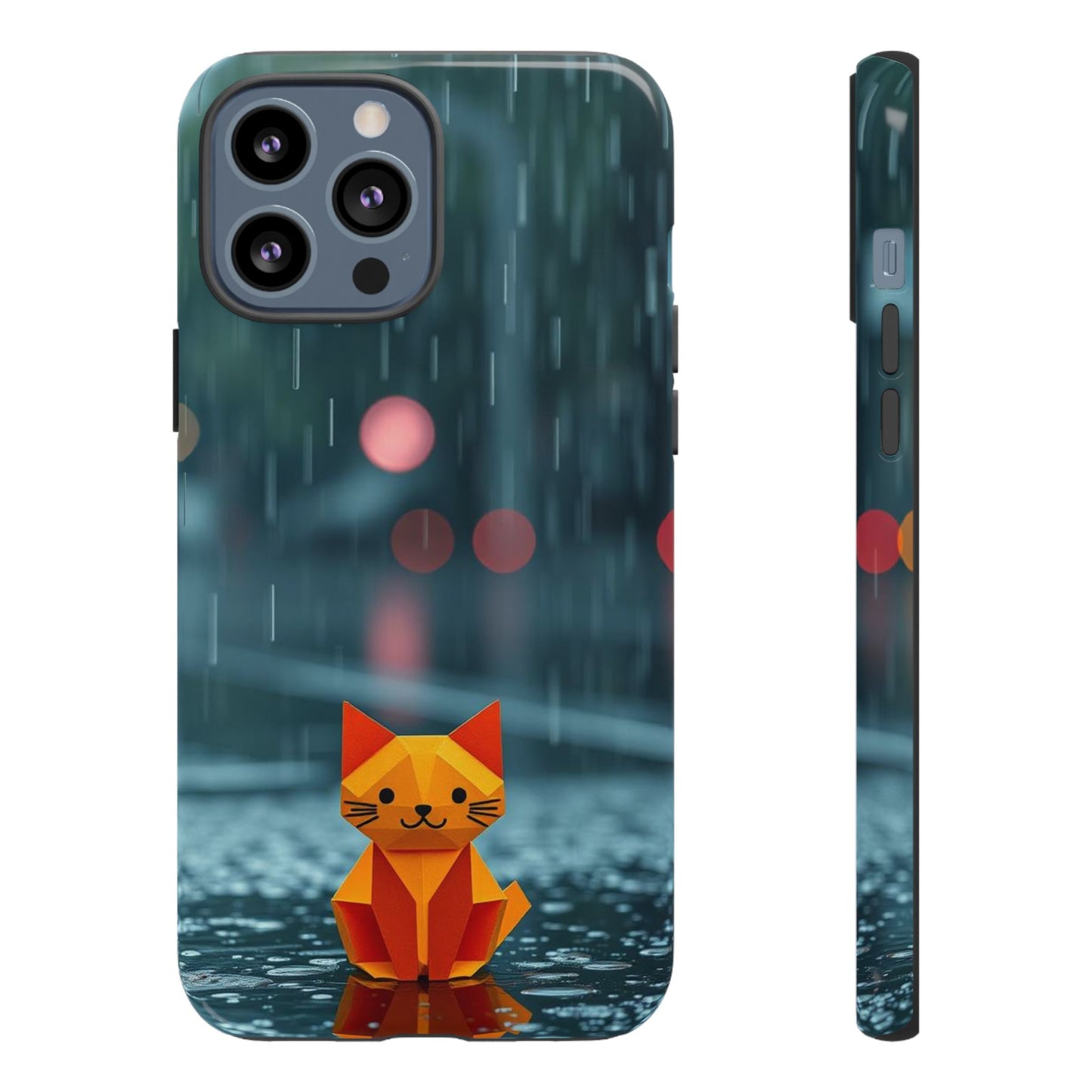 iPhone 13 Pro Max / Glossy Phone Case - Origami ’Soggy Cat’ Design Phone Case