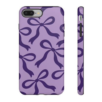 Bold Lilac and Deep Purple Bow Pattern Phone Case - Purple Phone Case - iPhone 8 Plus / Glossy