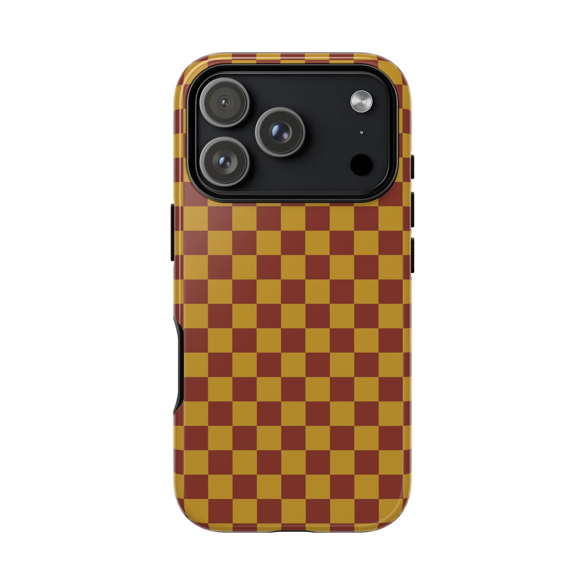 Trendy Mustard & Burgandy Small Checked Pattern Phone Case - Brown Phone Case - iPhone 17 Pro / Glossy